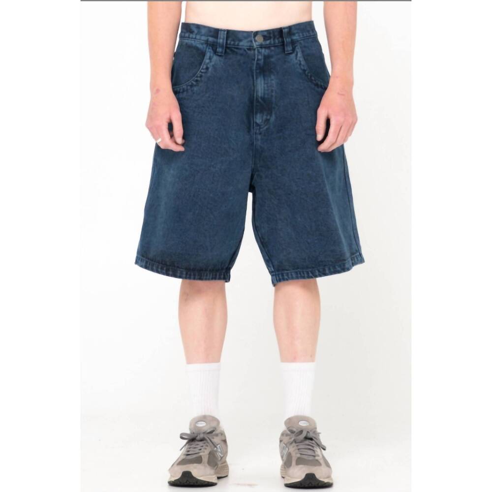 NEW RUSTY flip daddy tapeless jort in overdyed blue